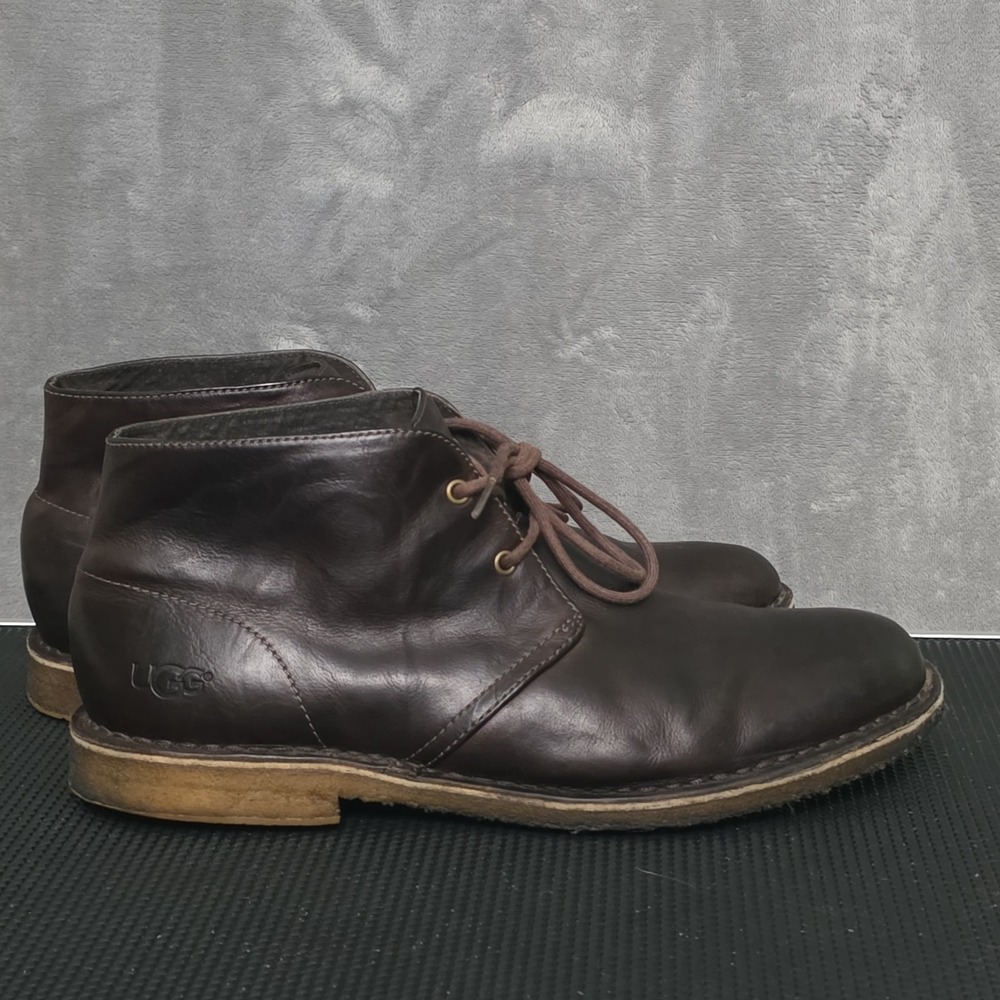 UGG Leighton Men's Chukka Boots Size 10.5 Crinkled Leather Chocolate Brown‎ 3275